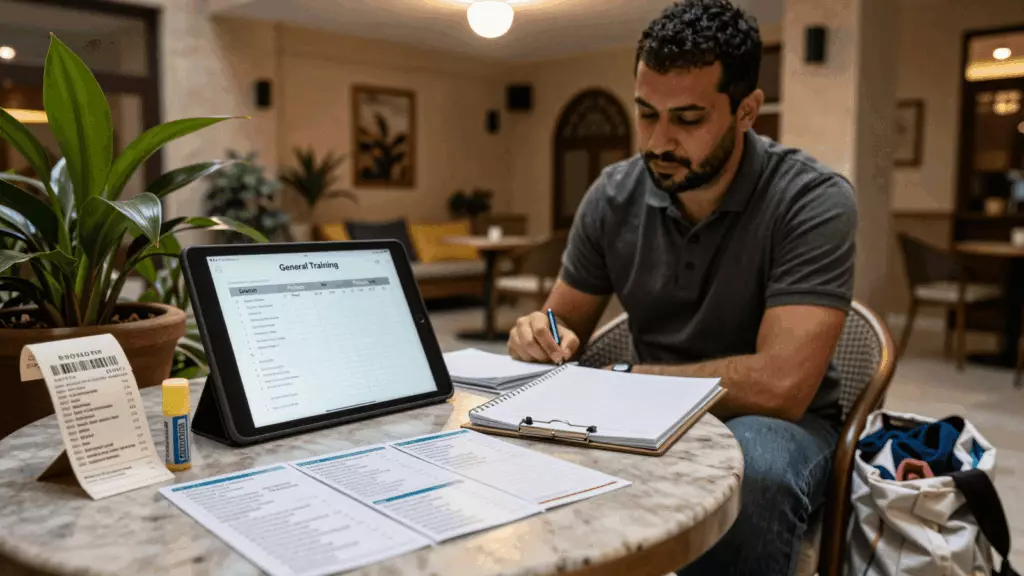 an Arab man in his early 30s working through التحضير