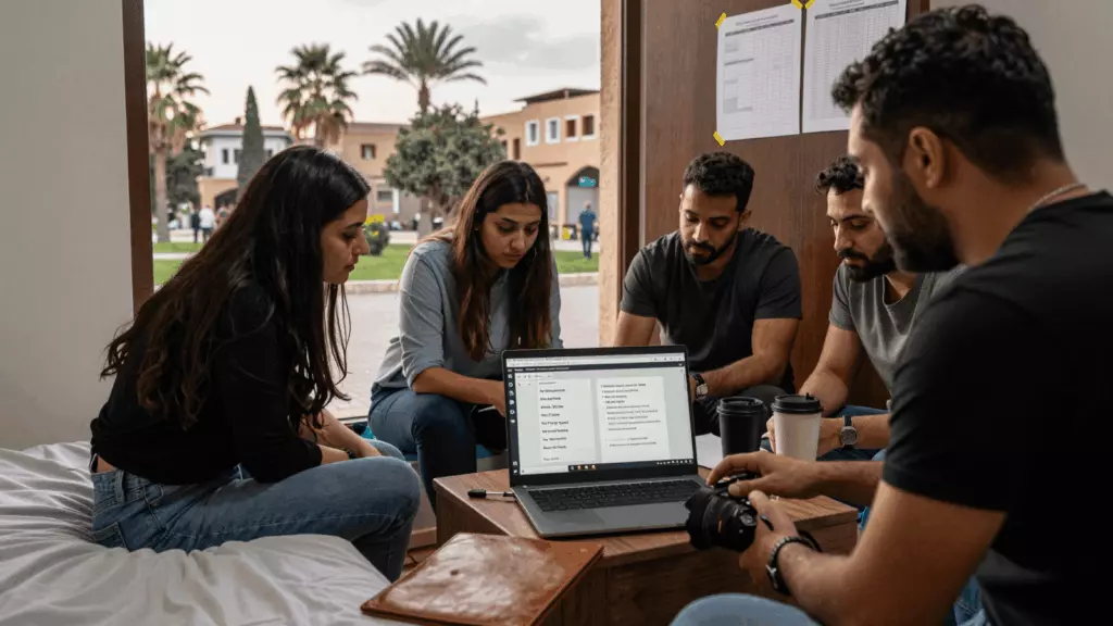 an Arab man in his early 30s working through تصفية