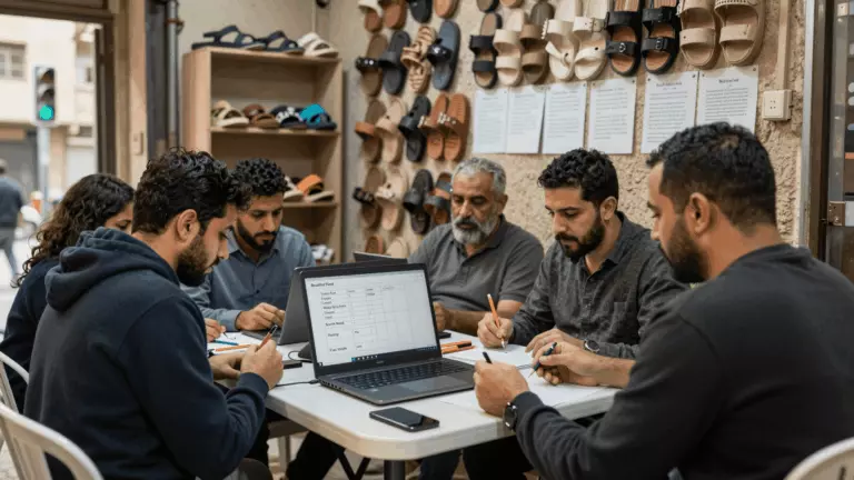an Arab man in his early 30s preparing online for الخطة الدراسية لامتحان IELTS للمبتدئين: كيفية البدء بالتحضير من الصفر