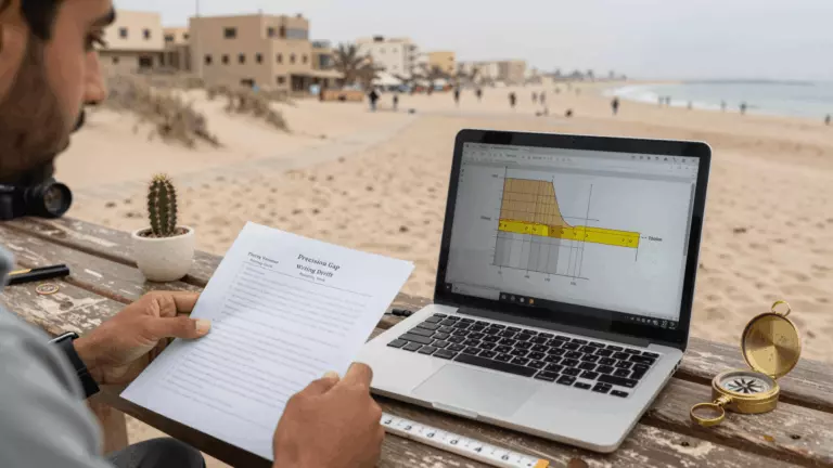 an Arab man in his early 30s preparing online for خطة دراسة IELTS Band 6.5 إلى Band 7: كيفية إصلاح النصف الأخير