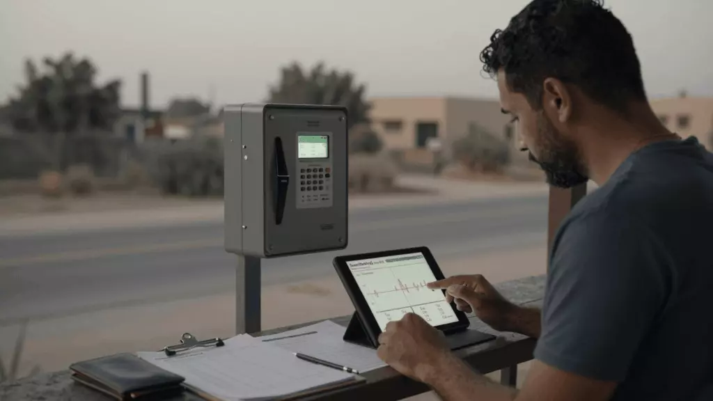 an Arab man in his early 30s working through استقرار