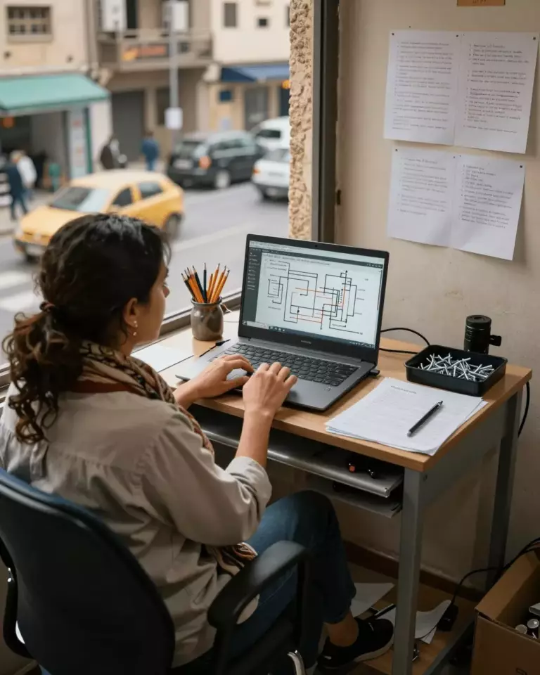 an Arab man in his early 30s preparing online for كيفية تحسين درجة IELTS الخاصة بك من خلال الدروس والتمارين والمراجعة الكتابية