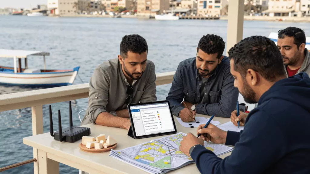 an Arab man in his early 30s working through حدد موقع
