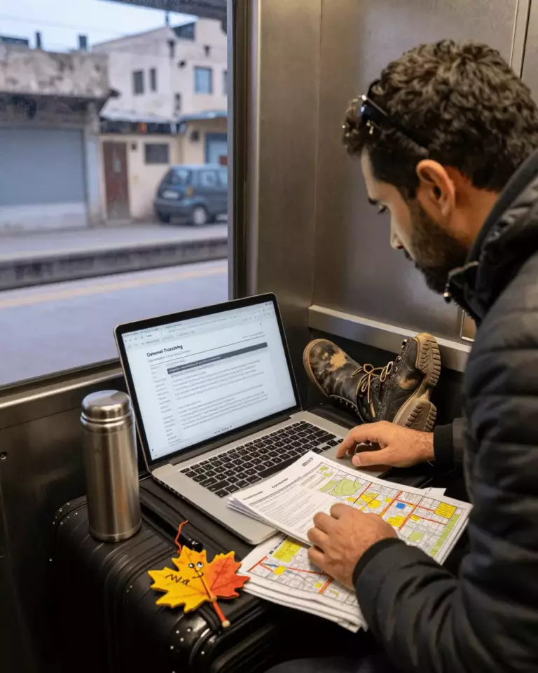 an Arab man in his early 30s preparing online for تدريب IELTS العام للهجرة إلى كندا: الدورة التدريبية والخطة الدراسية