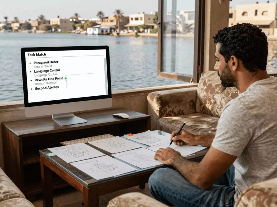 تقسيم لوحة الدراسة لمقارنة تقارير المهمة 1 في اختبار IELTS ومقالات المهمة 2
