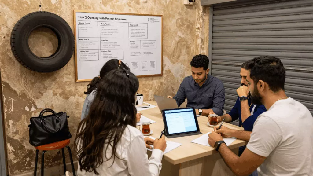 an Arab man in his early 30s working through التخطيط