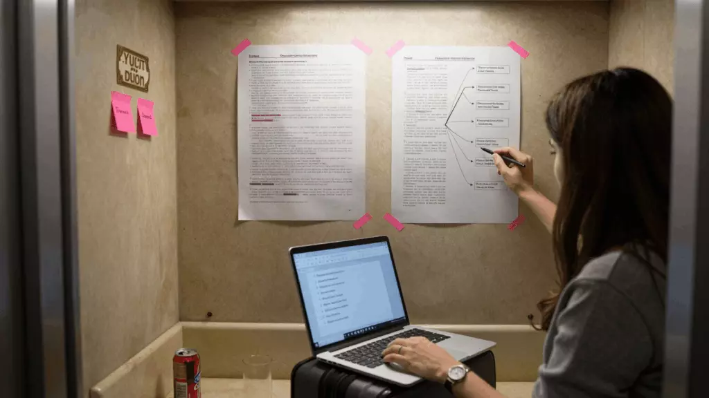 an Arab man in his early 30s working through مراجعة