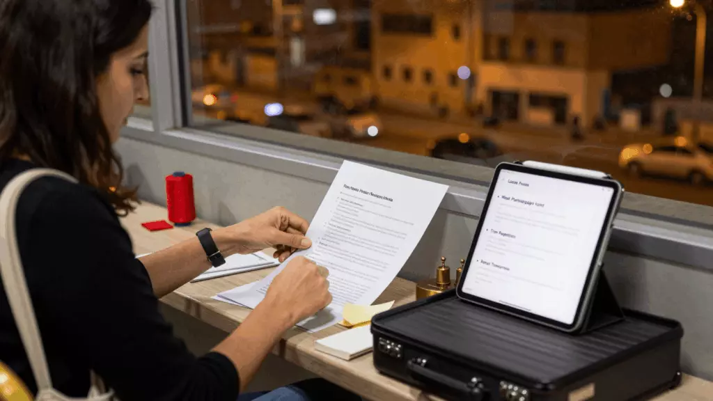 an Arab man in his early 30s working through مراجعة