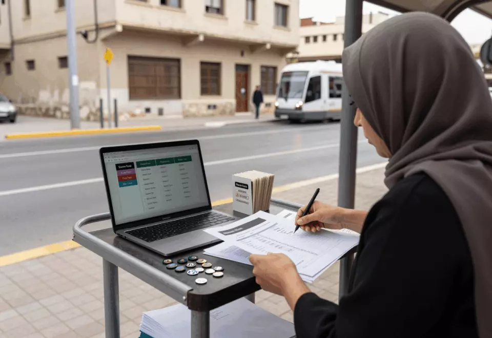 an Arab man in his early 30s choosing the next IELTS prep step online