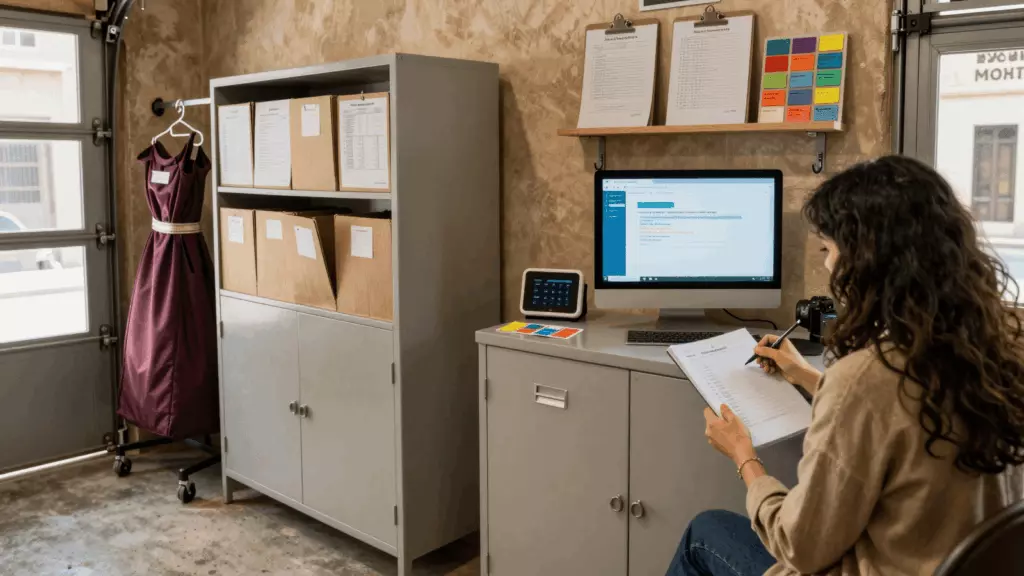 an Arab man in his early 30s reviewing an IELTS online course workflow