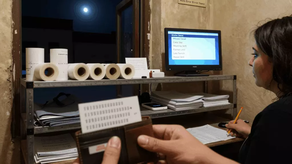 an Arab man in his early 30s reviewing an IELTS online course workflow