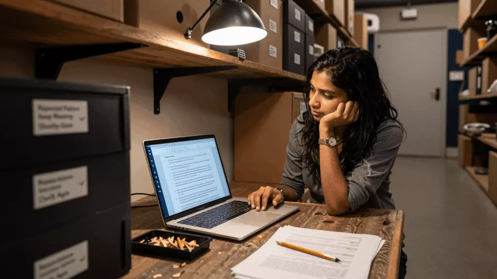 a Bangladeshi woman in her late 20s working through >রিভাইস