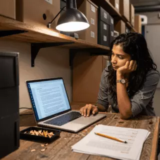 প্রবন্ধের কাগজ এবং ঘড়ির সাথে সময়মতো IELTS লেখার অনুশীলন সেটআপ