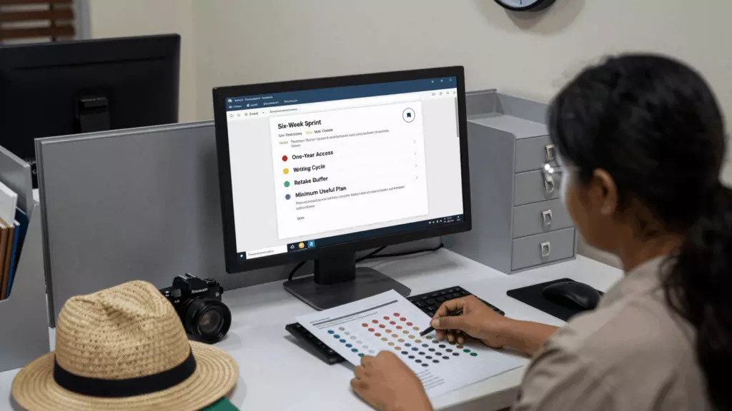 a Bangladeshi woman in her late 20s working through সিদ্ধান্ত নিন