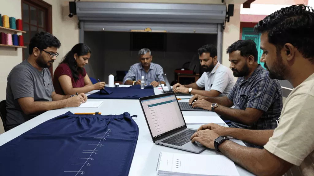 a Bangladeshi woman in her late 20s reviewing an IELTS online course workflow