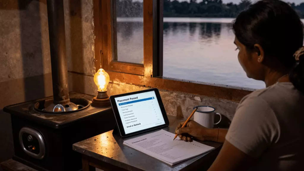 a Bangladeshi woman in her late 20s working through সিদ্ধান্ত নিন