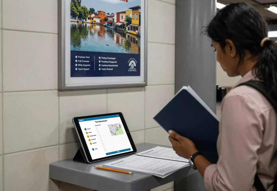 a Bangladeshi woman in her late 20s choosing the next IELTS prep step online