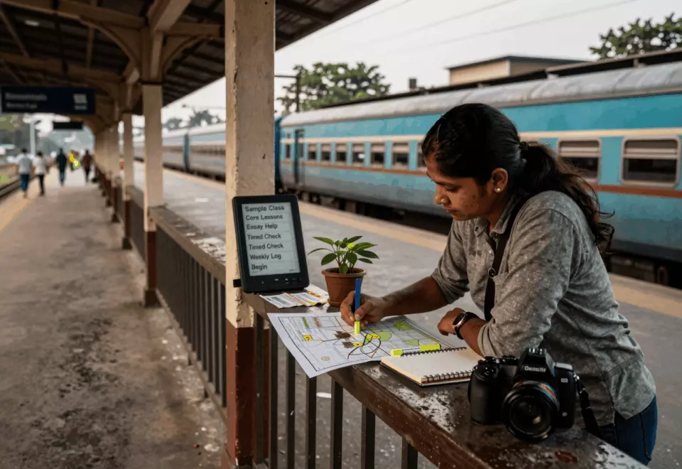 a Bangladeshi woman in her late 20s choosing the next IELTS prep step online