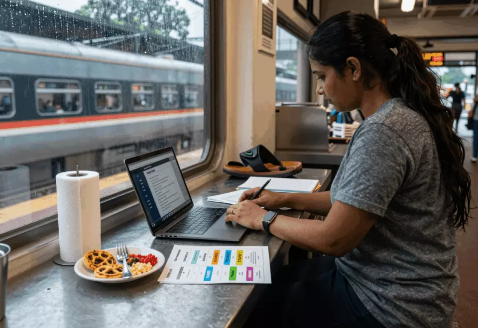 a Bangladeshi woman in her late 20s choosing the next IELTS prep step online