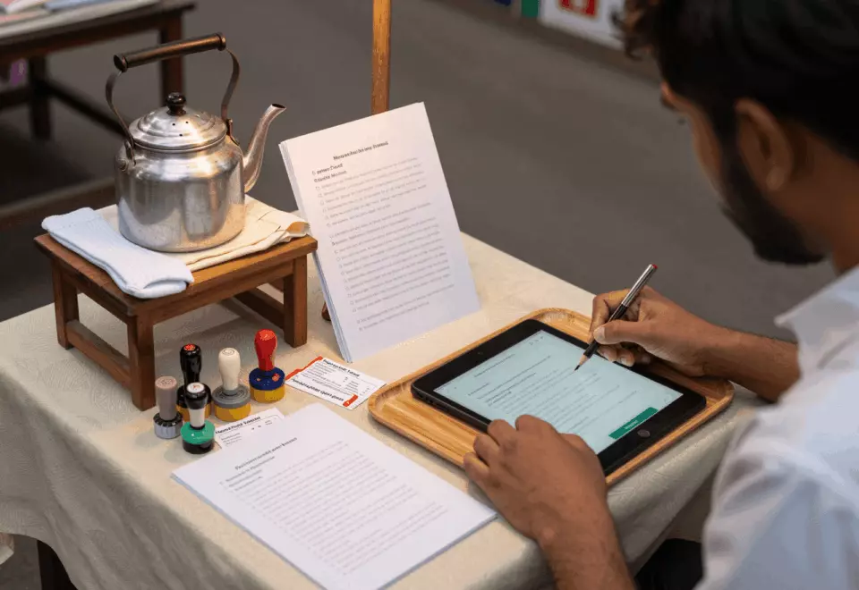 a Bangladeshi woman in her late 20s choosing the next IELTS prep step online