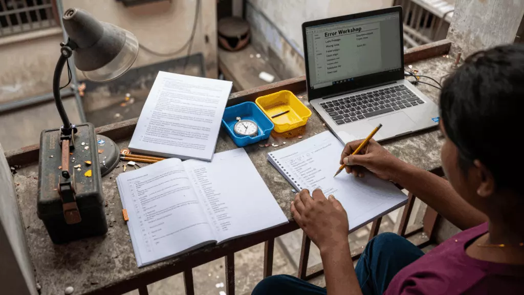 a Bangladeshi woman in her late 20s working through মার্ক