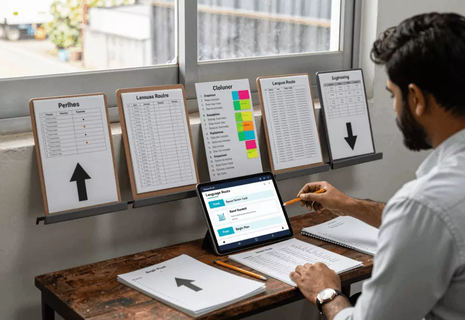 a Bangladeshi woman in her late 20s choosing the next IELTS prep step online