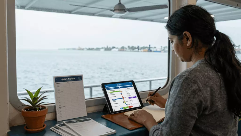a South Asian woman in her late 20s working through Choose