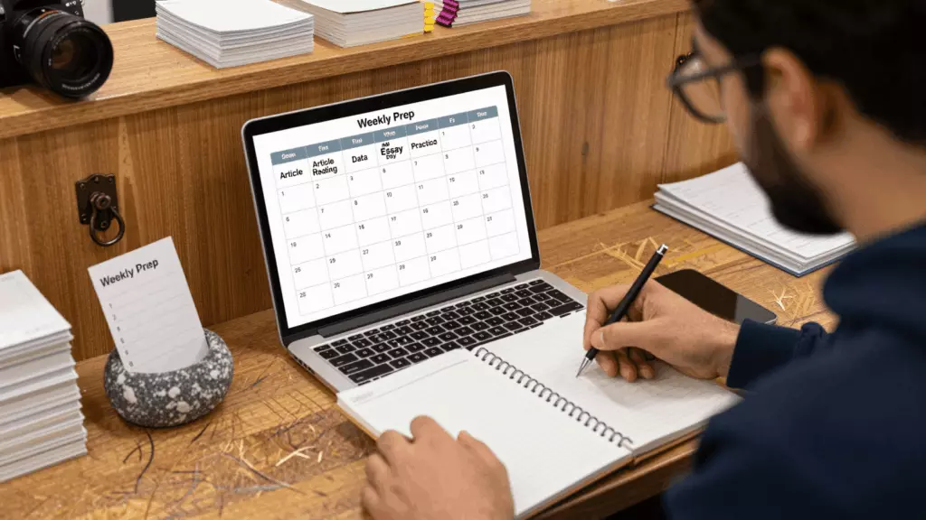 an Arab man in his early 30s working through Prepare