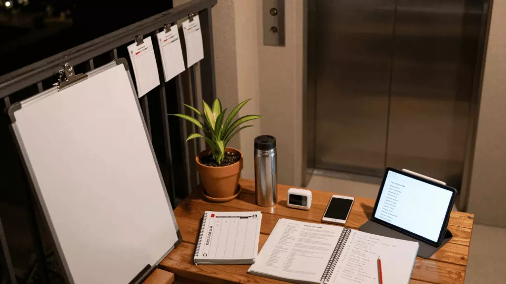 an Indian man in his late 20s planning for Canada working through Routine