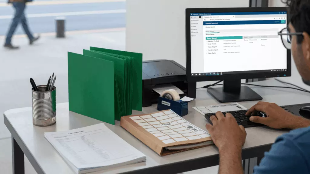an Indian man in his late 20s planning for Canada reviewing an IELTS online course workflow