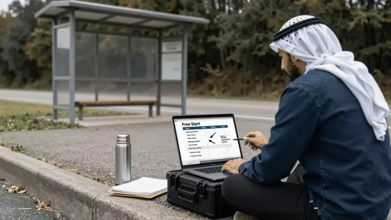 an Arab man in his early 30s preparing online for IELTS Course Fees: What Should Online IELTS Prep Cost?