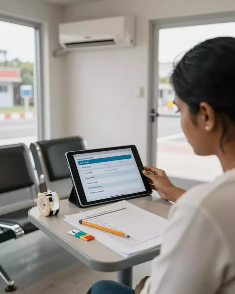 a South Asian woman in her late 20s preparing online for Complete IELTS Course Checklist: What Every Good IELTS Course Should Include