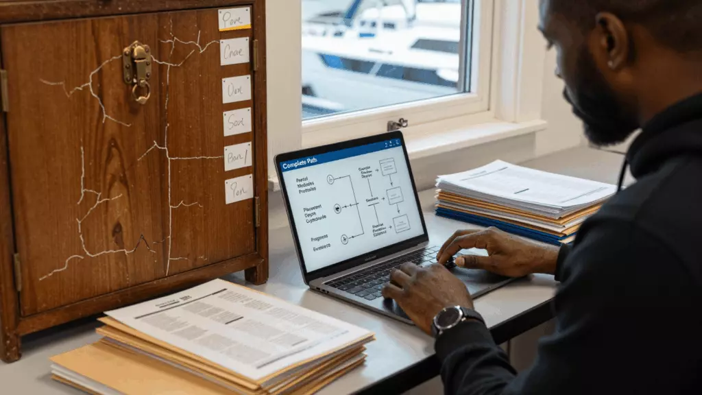 a Black man in his late 20s working through Compare