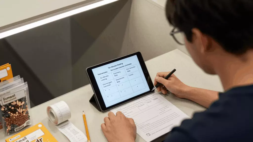 an East Asian woman in her late 20s working through Practice
