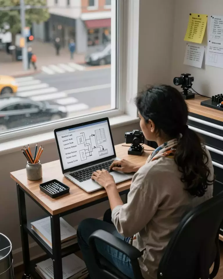 a South Asian woman in her late 20s preparing online for How to Improve Your IELTS Band Score With Lessons, Practice, and Writing Review
