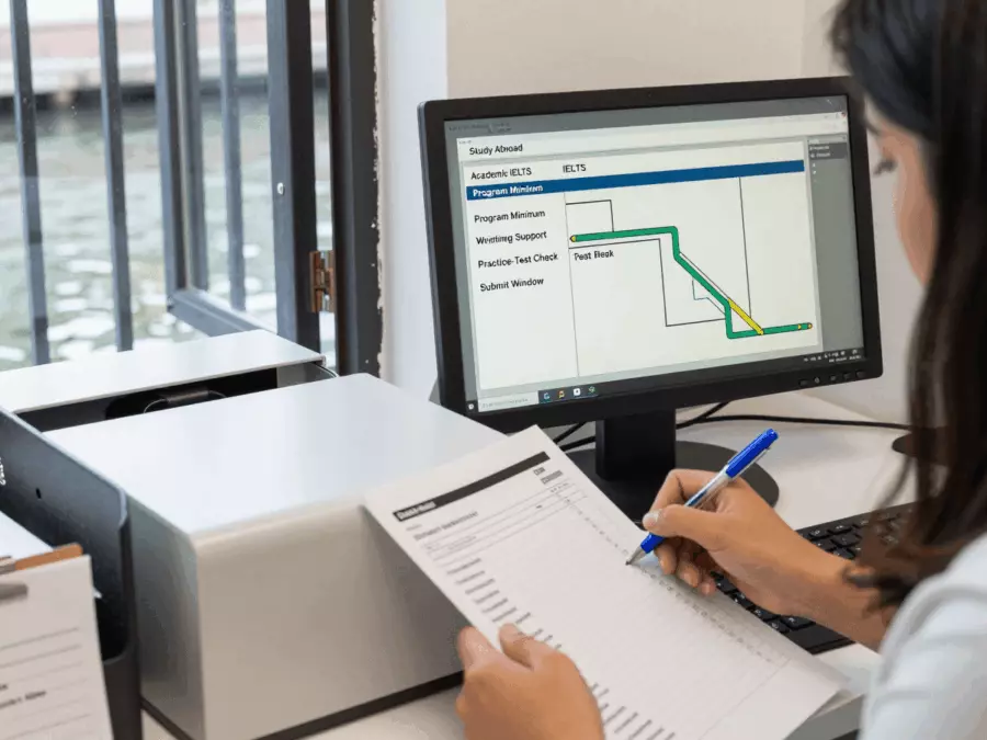 Student creating a university IELTS requirement tracker