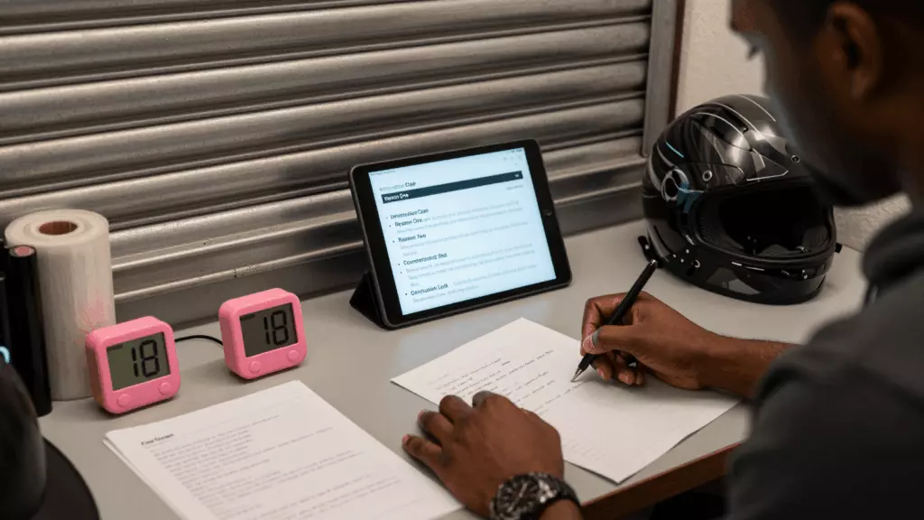a Black man in his late 20s working through Draft
