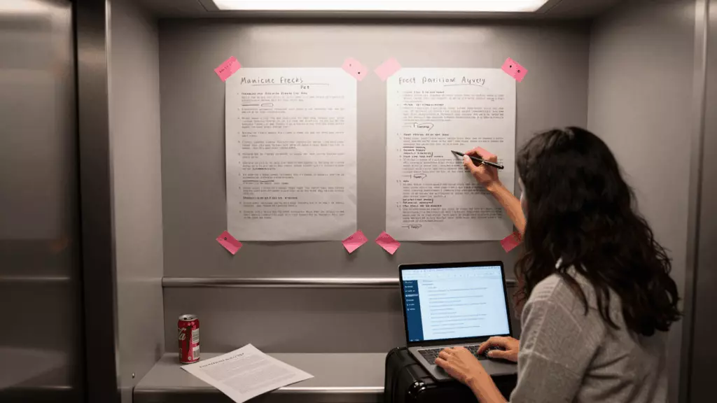 a Latina woman in her late 20s working through Revise