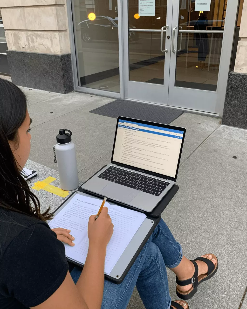 a Latina woman in her late 20s preparing online for Free IELTS Writing Checker: Useful or Not Enough for Band 7?