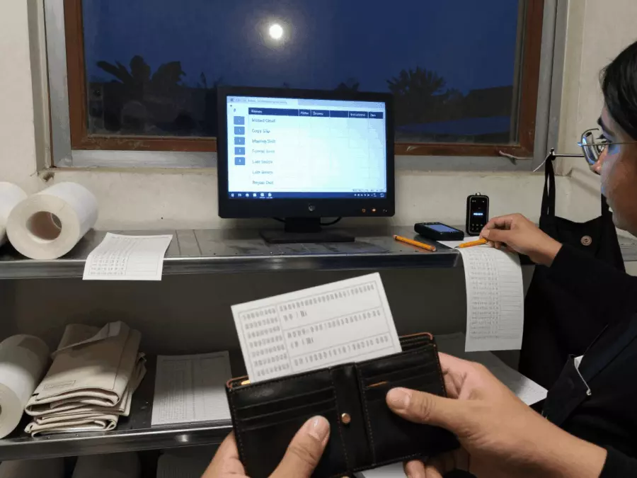 Student reviewing IELTS listening answers with transcript and error categories
