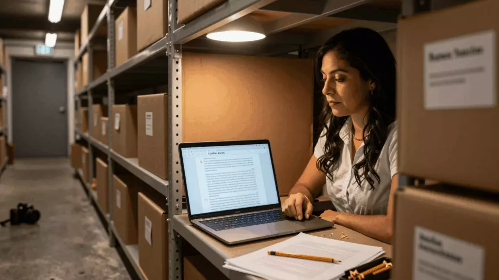 a Latina woman in her late 20s working through Revisar