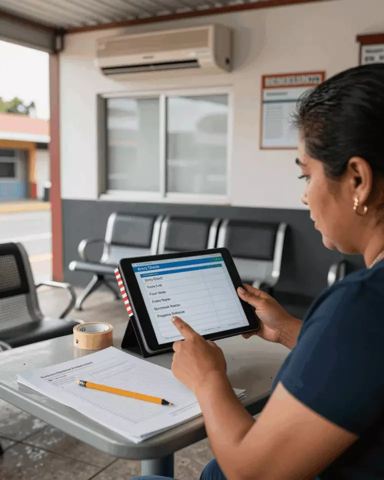 a Latina woman in her late 20s preparing online for Lista de verificación completa del curso IELTS: lo que todo buen curso IELTS debe incluir