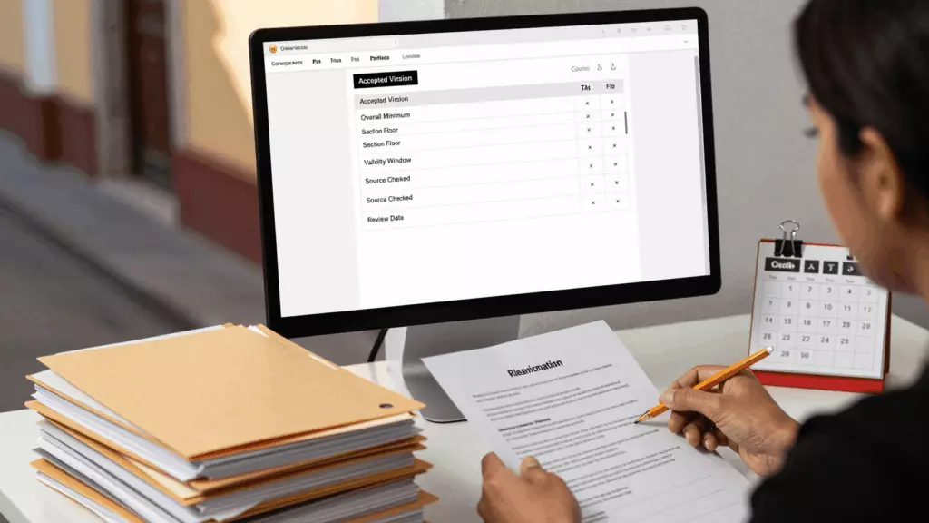 a Latina woman in her late 20s working through Verificar