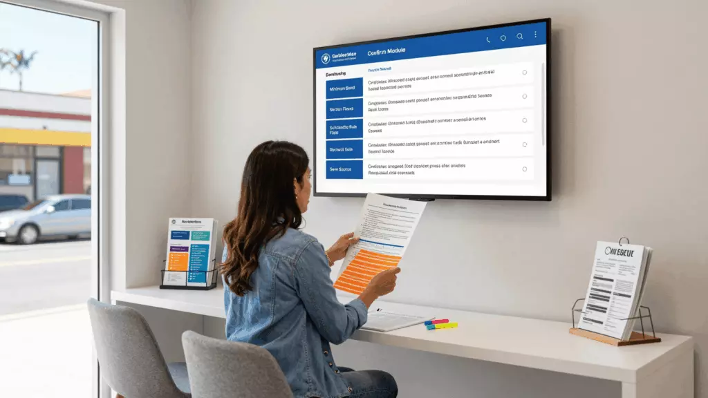 a Latina woman in her late 20s working through Verificar