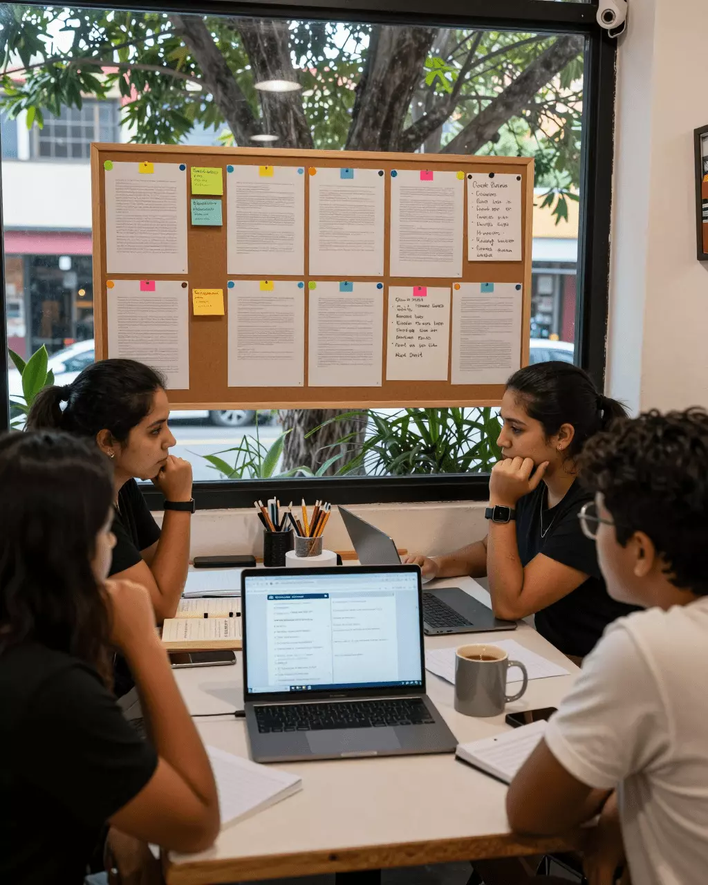 a Latina woman in her late 20s preparing online for Verificador de ensayos IELTS frente a comentarios de profesores: ¿Qué mejora realmente la escritura?