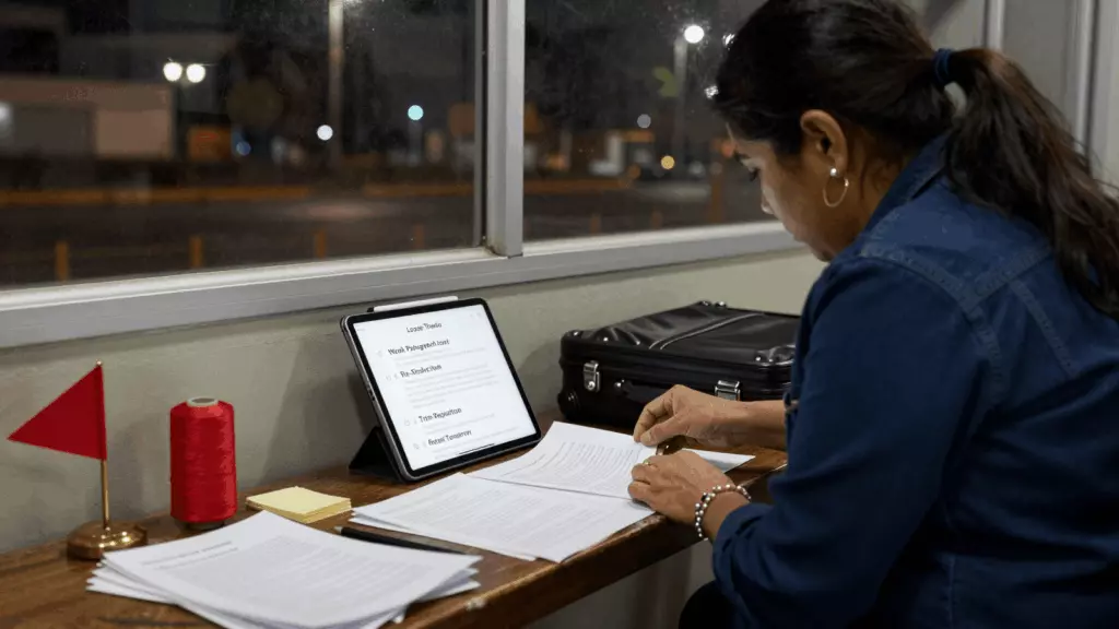 a Latina woman in her late 20s working through Revisar