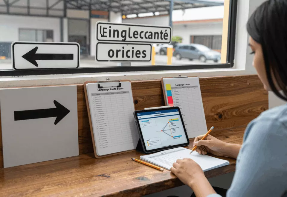 a Latina woman in her late 20s choosing the next IELTS prep step online