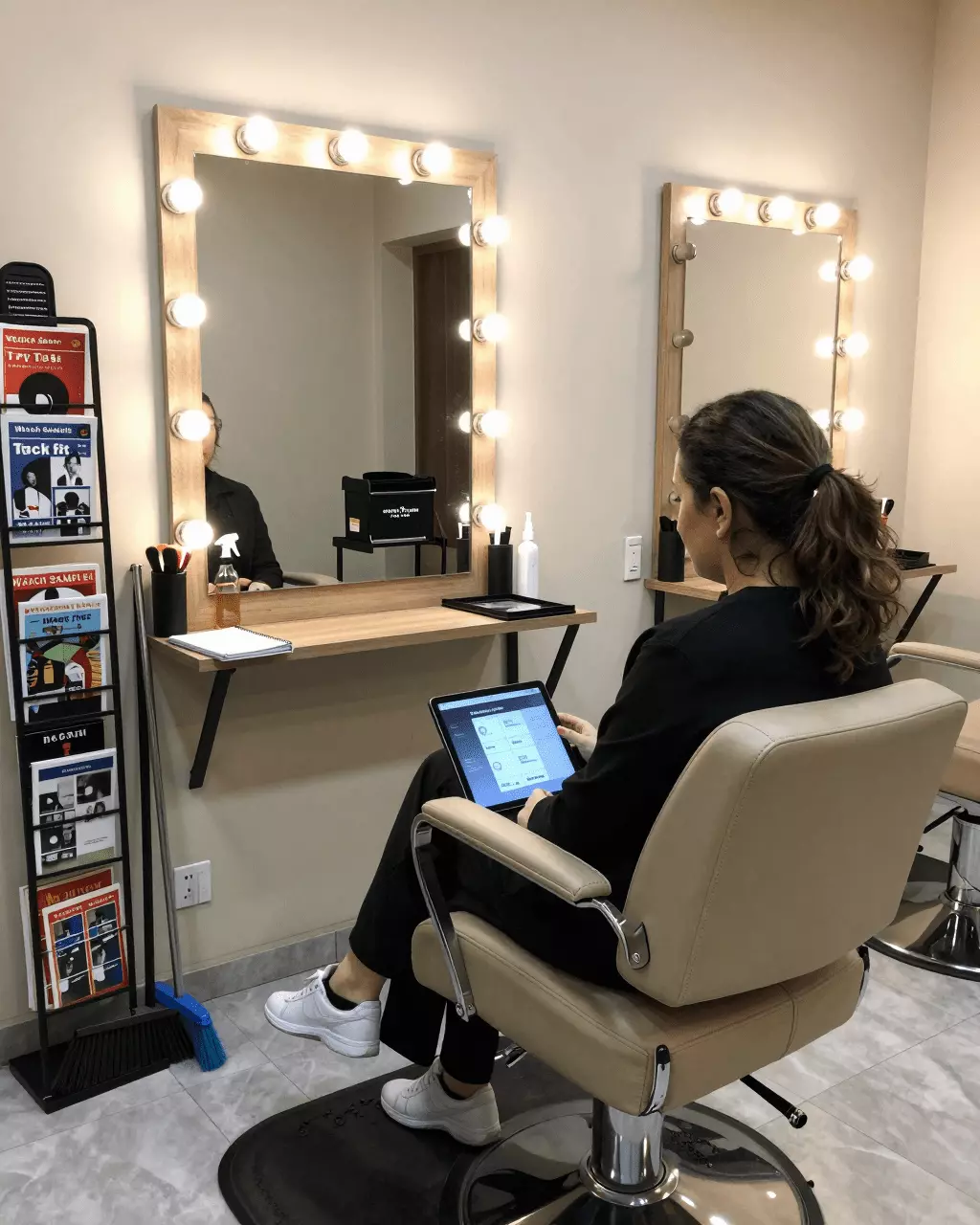 a Persian woman in her late 20s preparing online for کلاس های آنلاین رایگان آیلتس: قبل از انتخاب دوره، دروس آیلتس را امتحان کنید