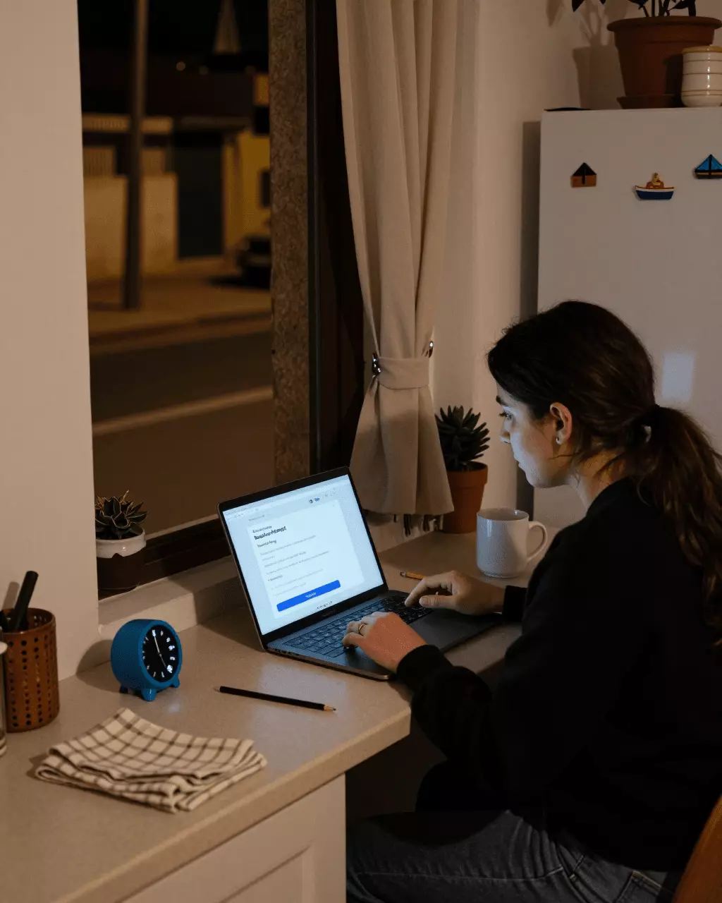 a Persian woman in her late 20s preparing online for تست های آنلاین تمرین آیلتس: تست های آزمایشی، نمرات و آمادگی امتحان