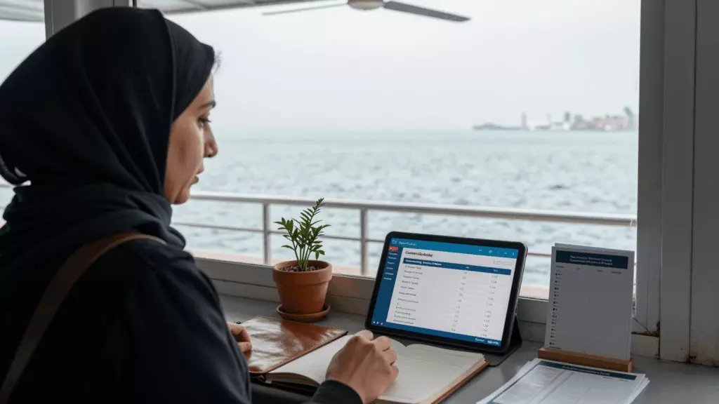 a Persian woman in her late 20s working through انتخاب کنید